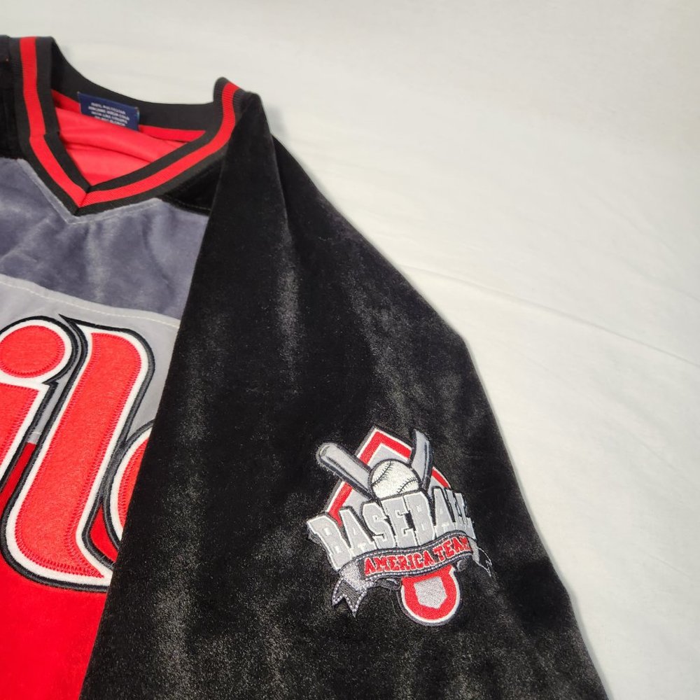 Y2K Vintage Spell Out "phila" Baseball Streetwear Velour Jersey Sweater Size XL. - Picture 9 of 16
